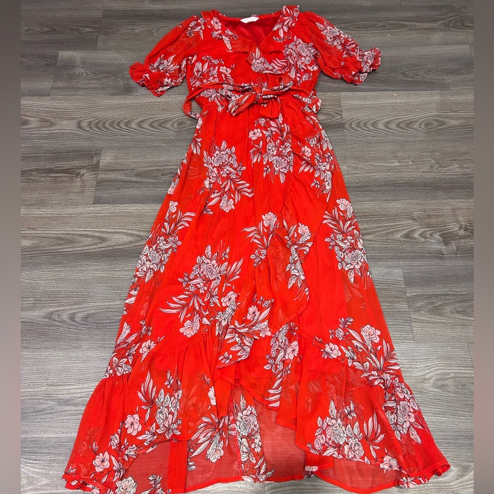 LC Lauren Conrad Red and White Wrap Sundress